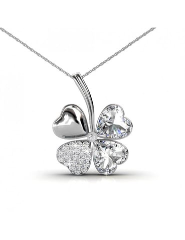 Four Leaf Pendants - Silver and Crystal