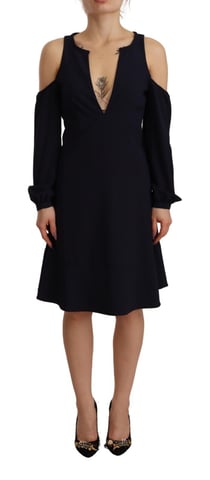 Twinset Women's Black Long Sleeves Open Shoulder A-line Dress