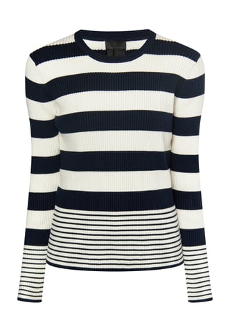 Dreimaster Knitted pullover women marine wool white