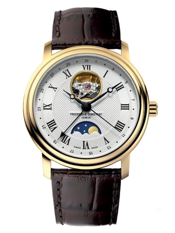 Frédérique Constant Heart Beat Moonphase Heren Horloge Bruin FC-335MC4P5