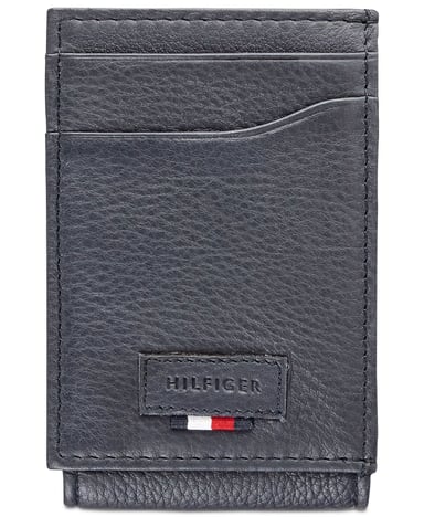 Tommy Hilfiger Men's Wallet Navy Blue Bifold Gus Leather Pocket