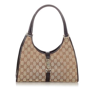 Vintage Gucci GG Canvas Jackie Shoulder Bag Brown