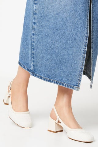 Vara Textile Block Heel Slingback Court Shoes