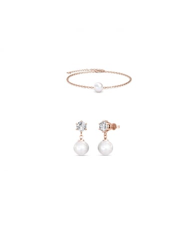 Pauline Crystal Pearl Set - Rose Gold and Crystal