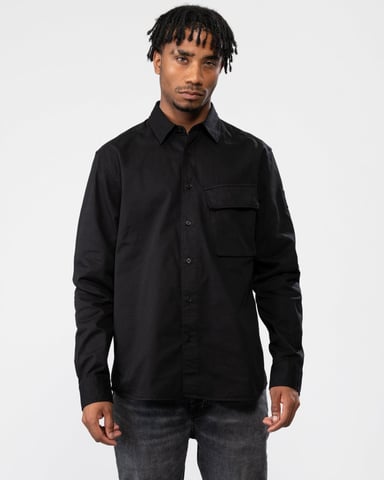 Men's Belstaff Garment Dye Cotton Scale Shirt in Black
