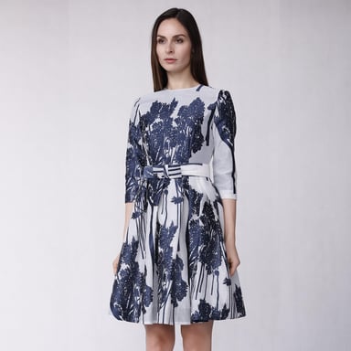 Fit-and-flare cocktail dress with embroidered pattern