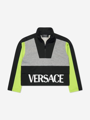 Versace Boys Half Zip Sweatshirt in Grey