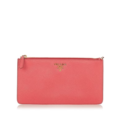Vintage Prada Saffiano Clutch Bag Red