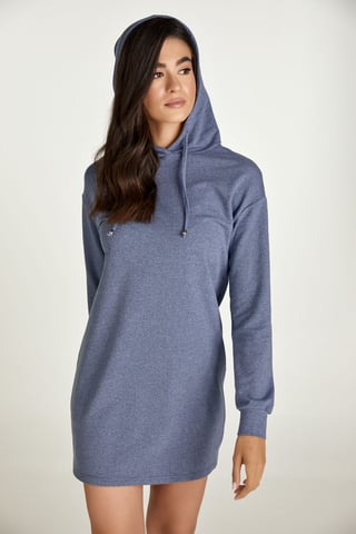 Indigo Melange Hooded Mini Dress