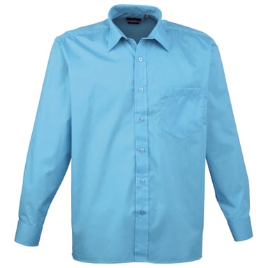 Premier Mens Premier Poplin Long-Sleeved Formal Shirt (Turquoise)