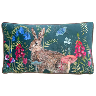 Wylder Nature Willow Rabbit Piped Velvet Cushion Cover