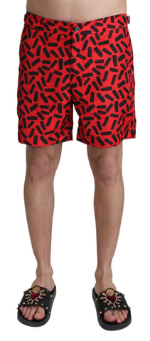 Dolce & Gabbana Herrars Röda Mönstrade Badshorts