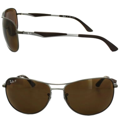 Ray-Ban Aviator Unisex Gunmetal Brown Polarized Sunglasses