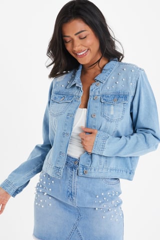 Light Blue Pearl Denim Jacket