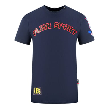 Plein Sport Multi Colour Logos Navy Blue T-Shirt