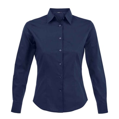 SOLS Womens/Ladies Eden Stretch Long-Sleeved Business Shirt (Dark Blue)