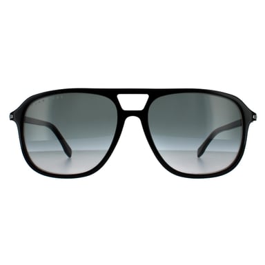 Hugo Boss Aviator Mens Shiny Black Grey Gradient Sunglasses