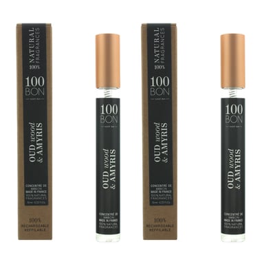 100Bon Oud Wood & Amyris Concentre Eau de Parfum Spray 10ml - Refillable X 2