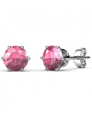 Birth Stone October Earrings - Silver and Pink