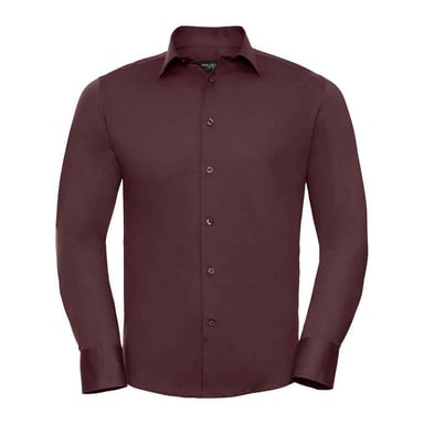 Russell Collection Mens Stretch Fitted Long-Sleeved Shirt (Port)