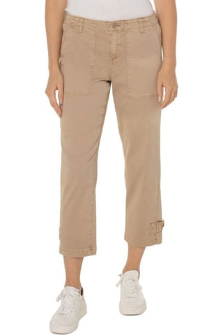 Utility Crop Cargo Cinched Leg Biscuit Tan Jeans