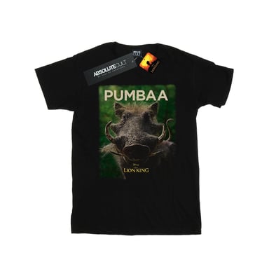 Disney Girls The Lion King Movie Pumbaa Poster Cotton T-Shirt (Black)