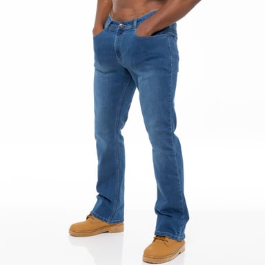 Enzo Mens Bootcut Stretch Denim Jeans