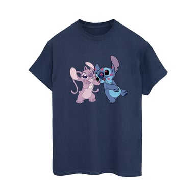 Disney Dames/Dames Lilo & Stitch Kisses Katoenen Vriendje T-shirt (Marineblauw)