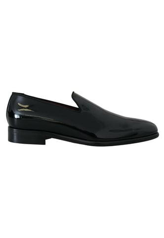 Dolce & Gabbana Men's Black Patent Slipper Loafers Slipon Shoes