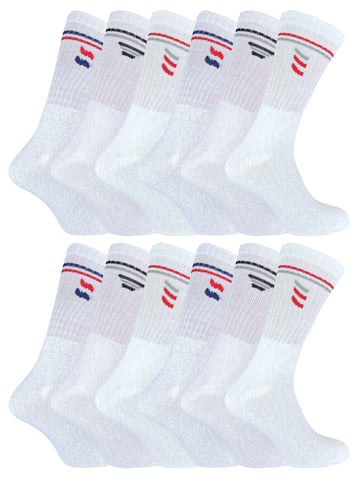 Sock Snob - 12 par sportstrumpor i bomull för herrar i vitt och svart - Vit