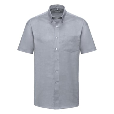 Russell Collection Mens Short Sleeve Easy Care Oxford Shirt (Silver Grey)