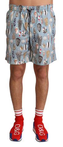 Dolce & Gabbana Herrars Blå Snäcksstrandbadbyxor