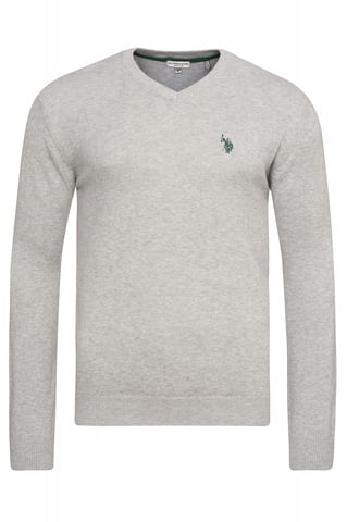 U.S. Polo Assn. V-Neck Pullover in Grey Melange