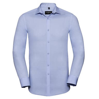 Russell Collection Mens Ultimate Stretch Slim Long-Sleeved Shirt (Bright Sky)
