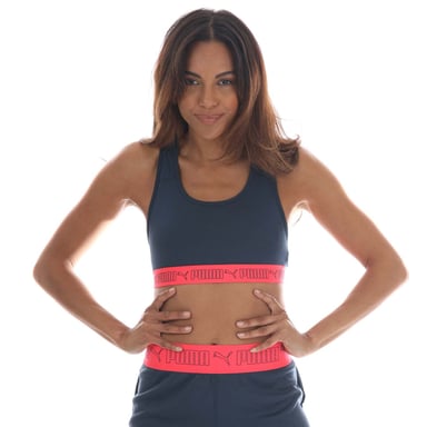 Women's Puma Mid Elastic Padded Training Bra in Dark Blue