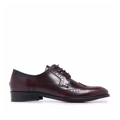 Men's Leather Blucher Shoes in Burgundy