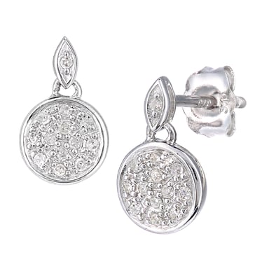 9ct White Gold Diamond Drop Earrings