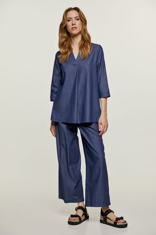 Denim Style V Neck Top