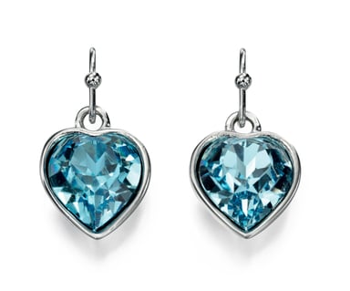 Fiorelli Fashion Imitation Rhodium Plated Blue Crystal by Swarovski Heart Hook Earrings