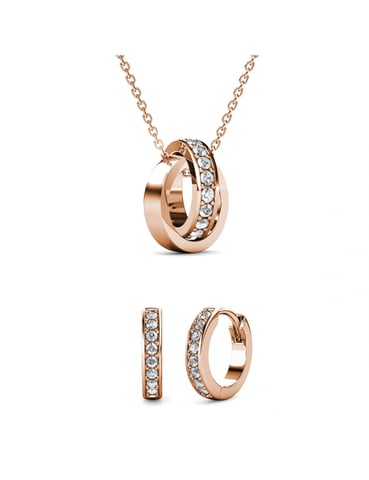 Circle Hoop Set and Box - Rose Gold and Crystal