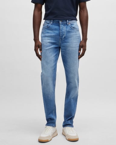 BOSS Orange Taber BC-C Mens Tapered Fit Jeans in Bright Blue Comfort-Stretch Denim NOS