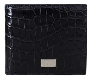 Dolce & Gabbana Black Bifold Card Holder Men's Exotic Leather Wallet