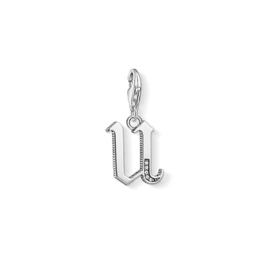 Unisex Charm Pendant Letter U Silver