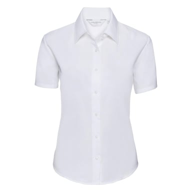 Russell Collection Ladies/Womens Short Sleeve Easy Care Oxford Shirt (White)
