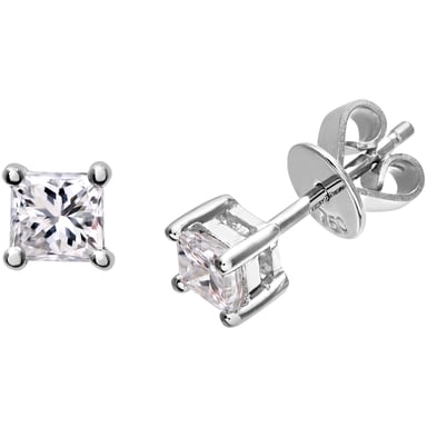 18ct White Gold 1/2 Carat J/I Certified Princess Cut Diamond Stud Earrings