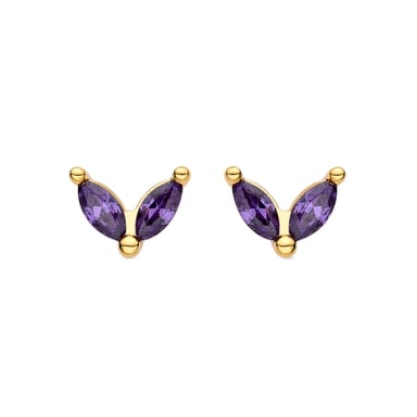 Luxenter Katba Zirconia Amethyst earrings, finished in 18k yellow gold