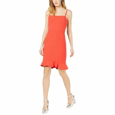 French Connection Women's Dress Red Size 2 Ruffle Flounce Sheath
