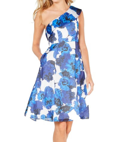 Adrianna Papell Women's Dress Blue Size 14 A-Line Floral Pockets