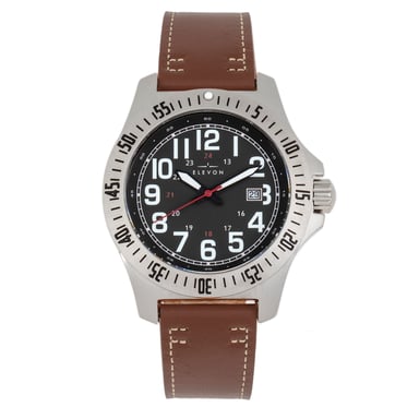 Elevon Aviator Leather-Band Watch w/Date
