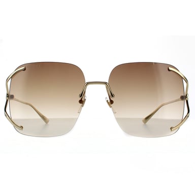 Gucci Square Womens Gold Brown Gradient Sunglasses